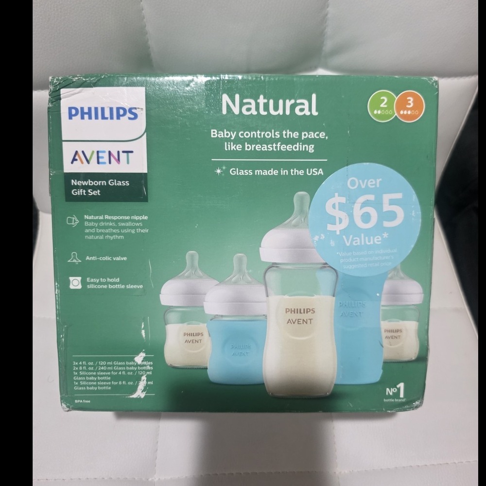 Philips AVENT Natural Newborn Glass Gift Set Anti-Colic Baby Bottles